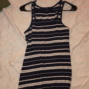 long stripped white and blue maxi dress